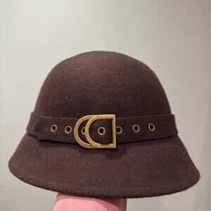 Vintage y2k 100 wool brass Buckle Festival Glam Retro Hat